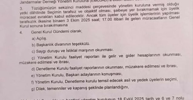 DUYURU Emekli Uzman Jandarmalar Derneği EMUJAD ın 7'ıncı olağan genel kurulu